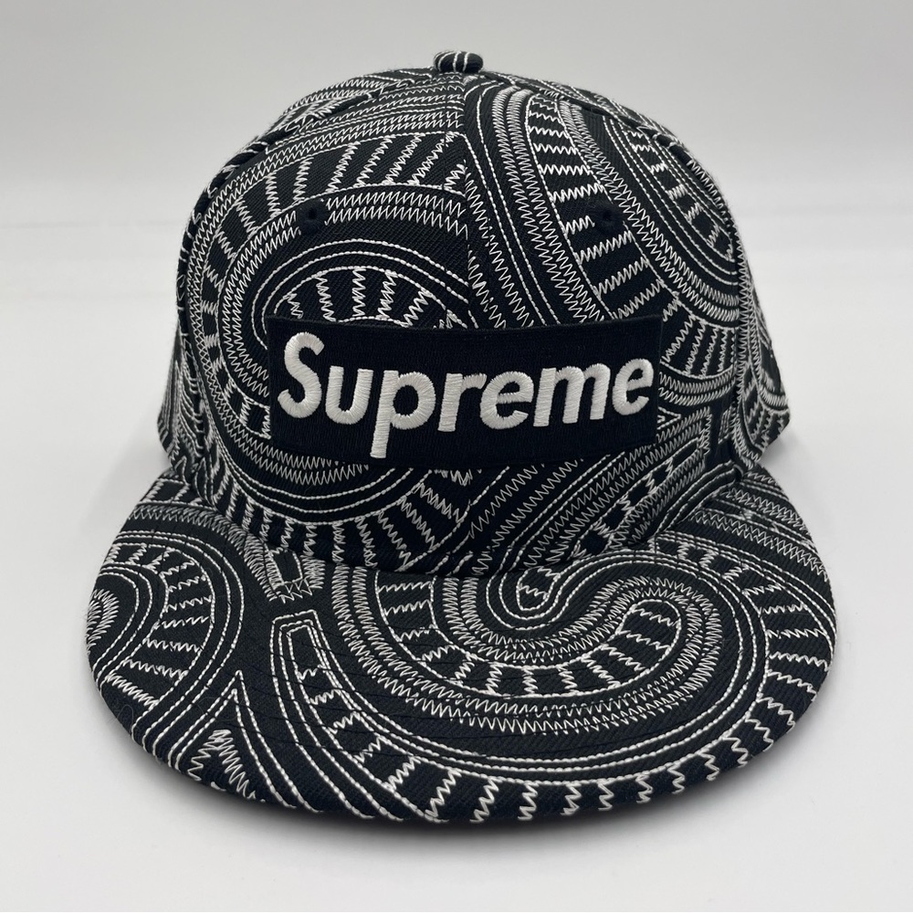 Supreme New Era Black Uptown hat 59fifty size 7 3/8
